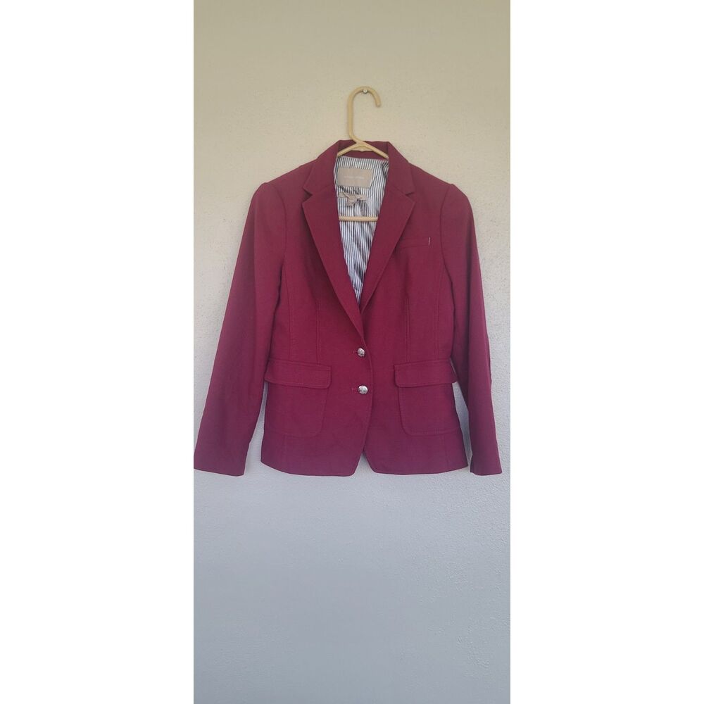 Banana Republic Burgundy Tailored Blazer W/Two-Button Closure Size 4P